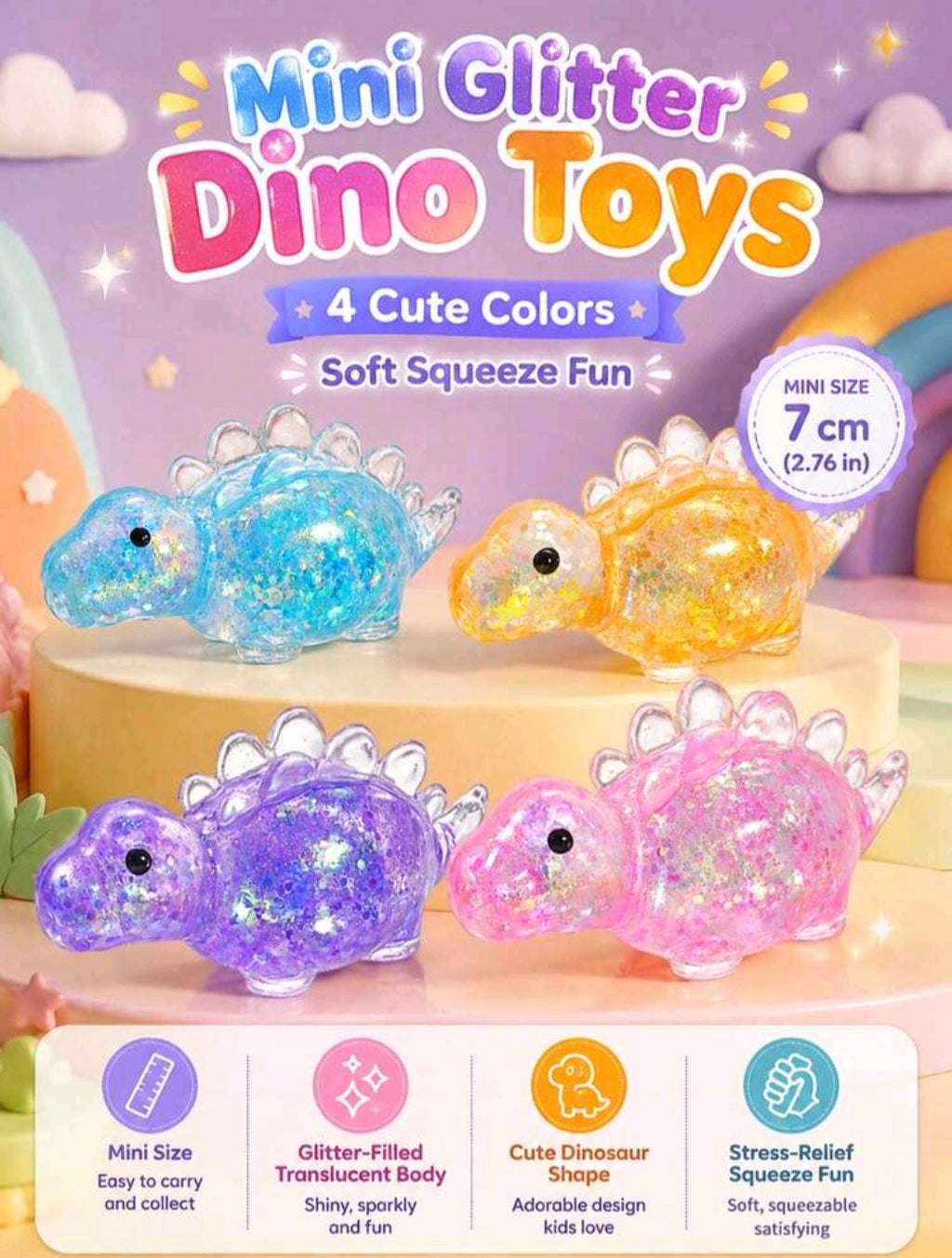 Soft Squeeze Cute Dinosaur Purple - Image 2