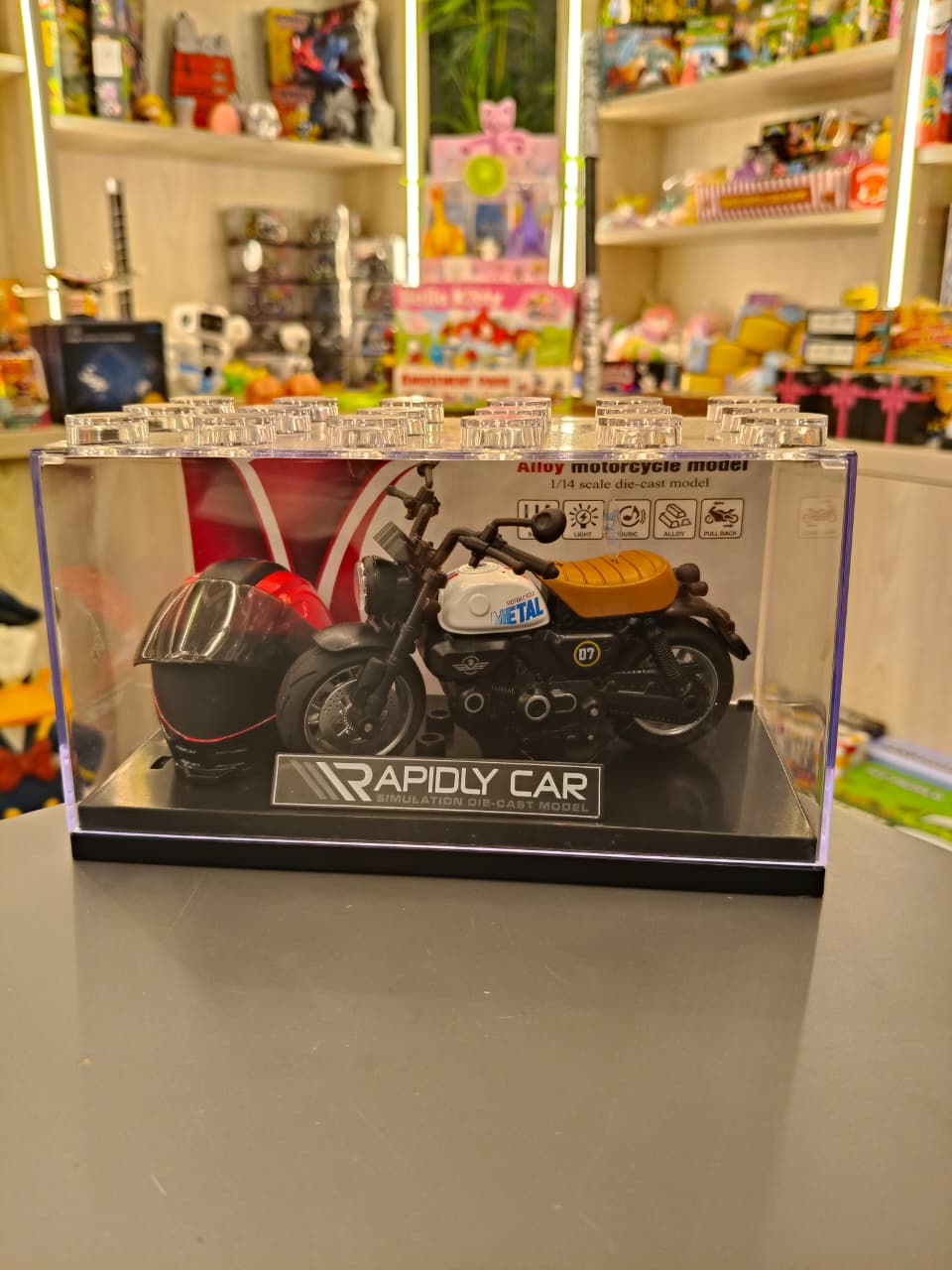 Die-Cast Scrambler Bike with Display Case