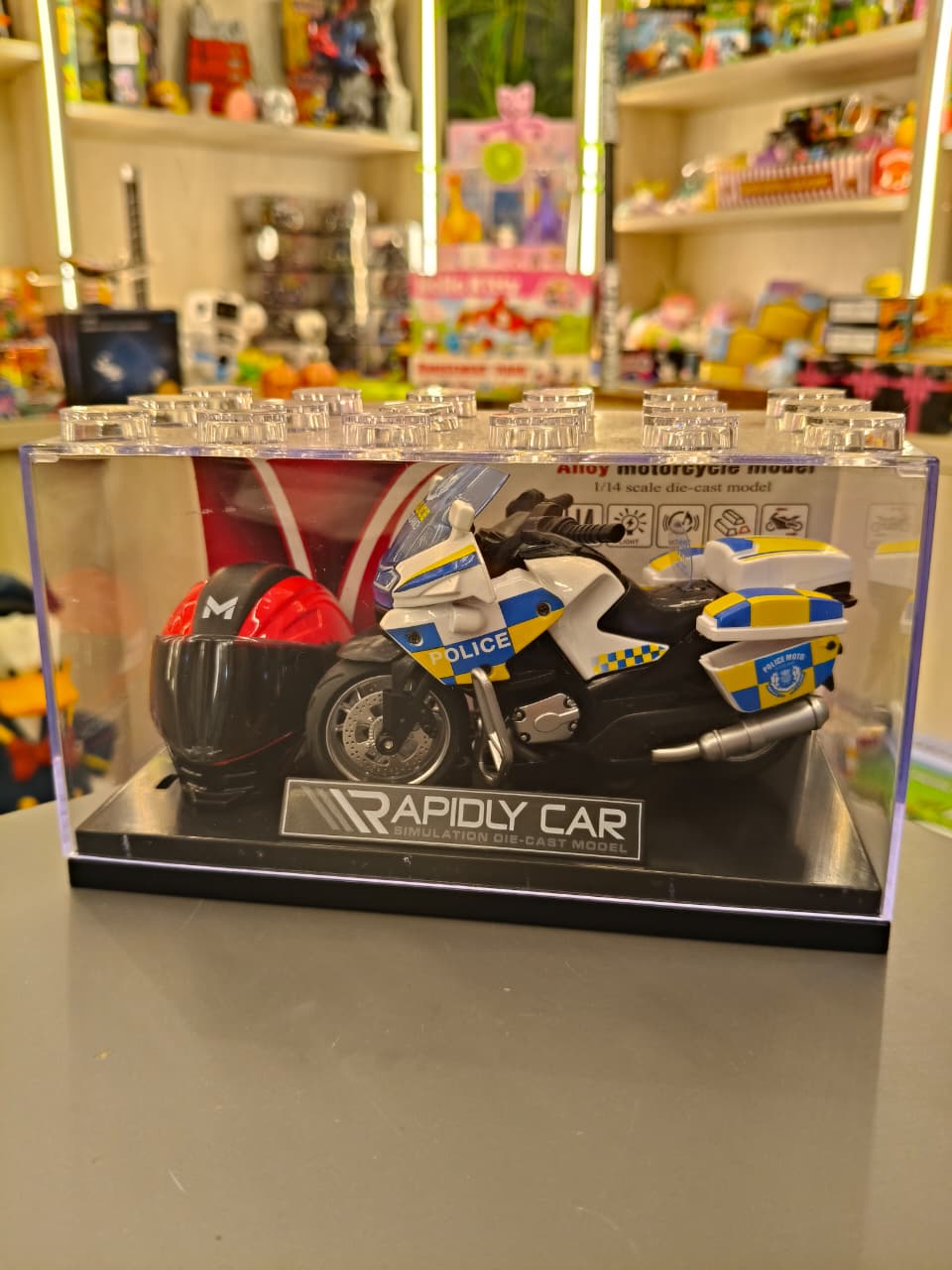 Die-Cast Police Bike with Display Case