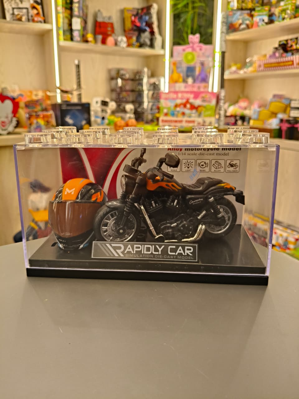 Die-Cast Flame Cruiser Bike with Display Case