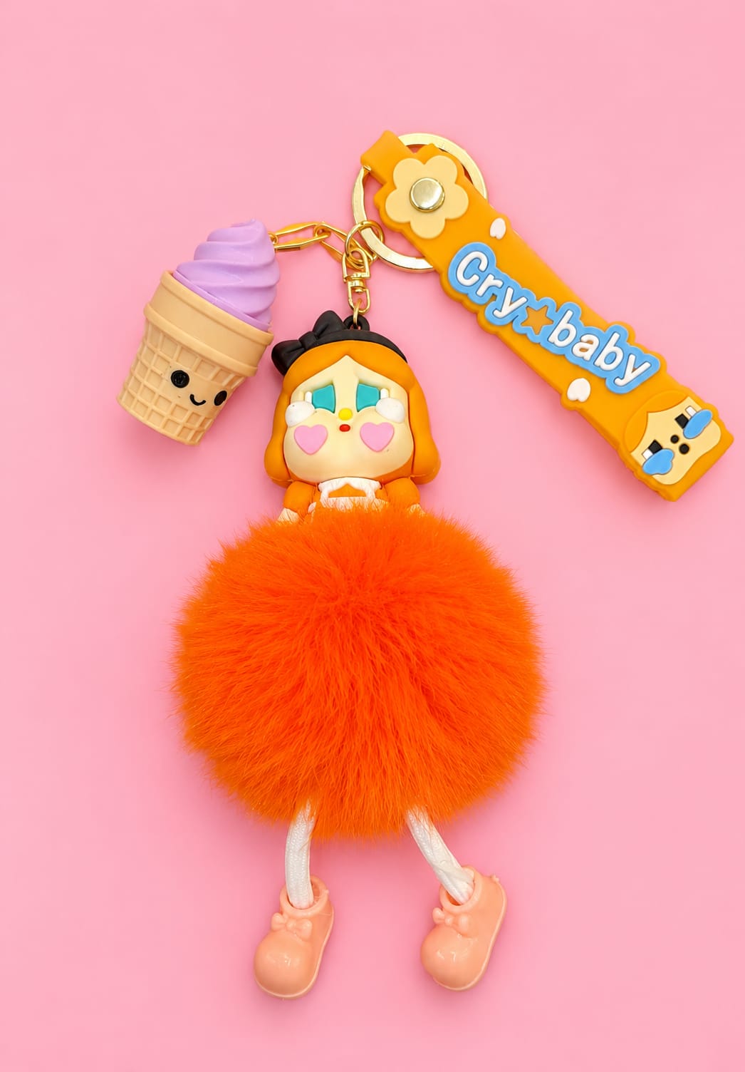 Crybaby Alice Orange Pom Keychain