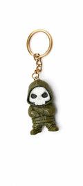 Skull in Olive Green Hoodie Keychain