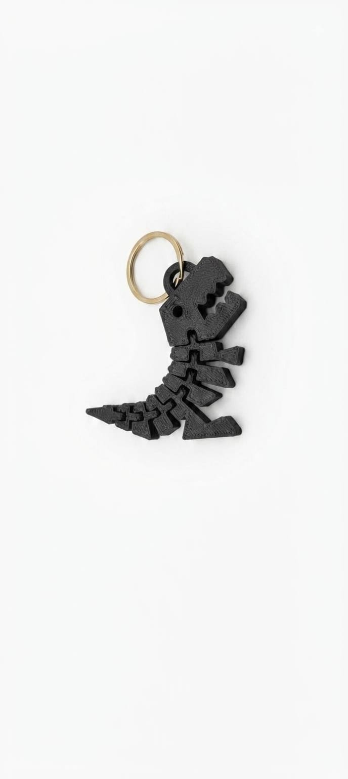 Articulated T-Rex Skeleton Keychain - Black Edition