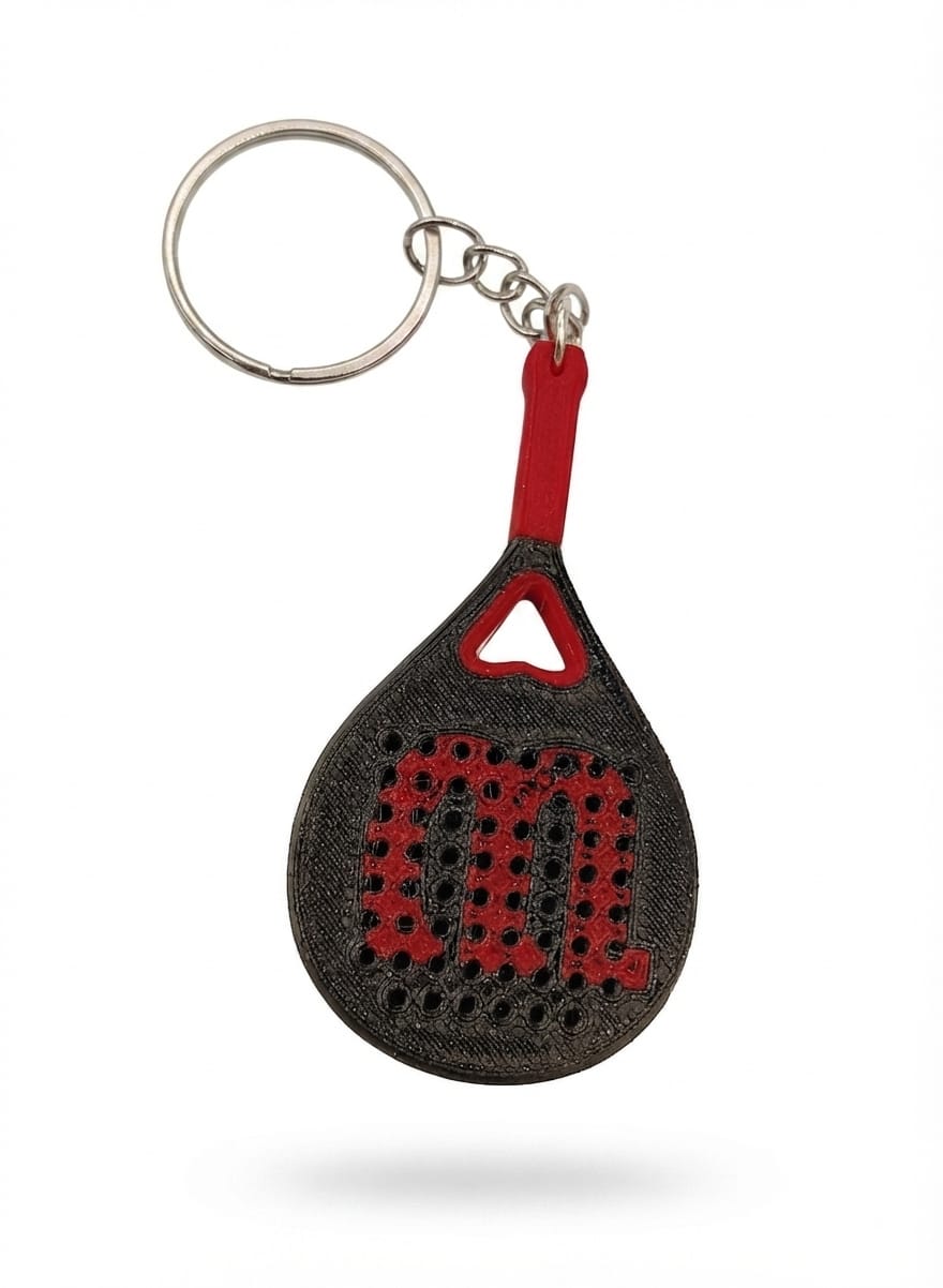 Padel Racket Keychain Red