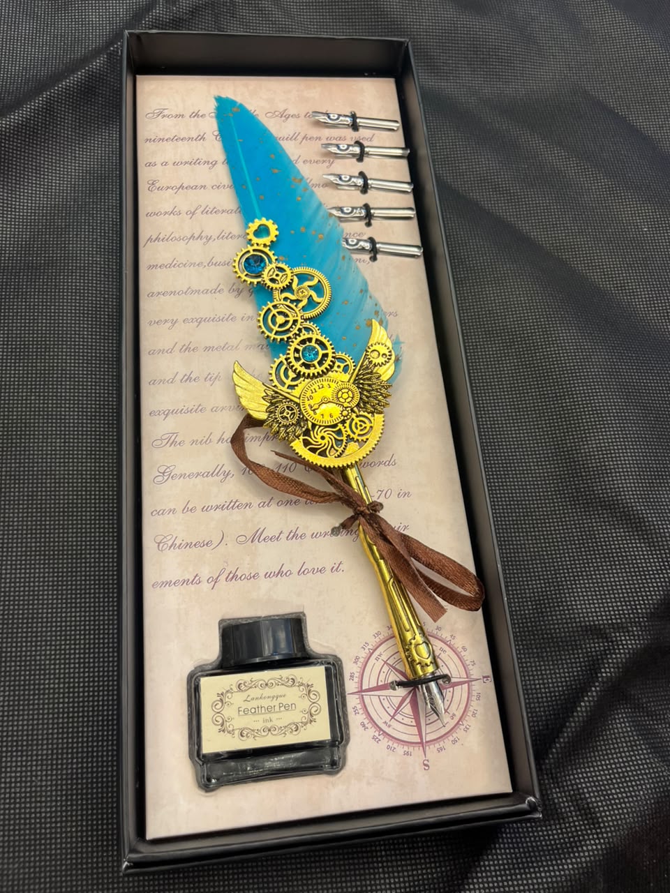 Steampunk Clockwork Blue Quill Set