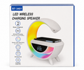 BT-3401 LED wireless charging speaker retail box on white background