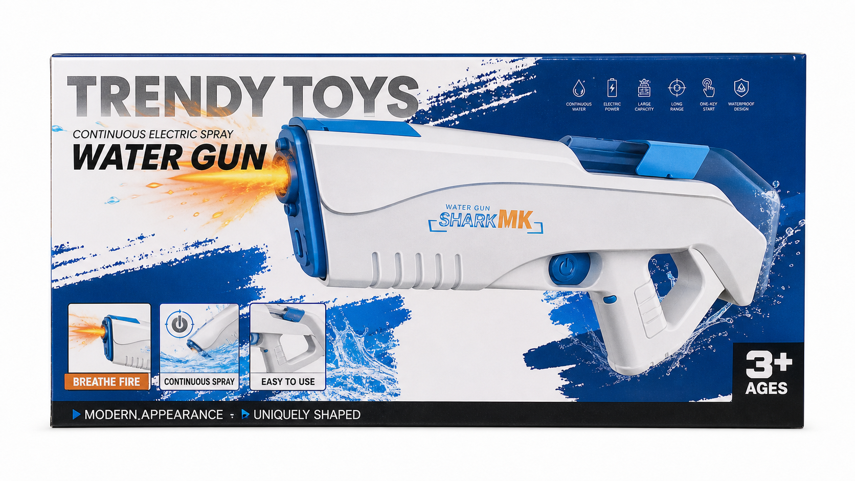 Shark MK electric water gun retail box on white background