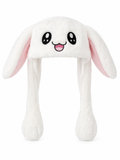 White bunny plush hat on white background